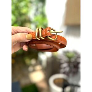 VTG Coach Handcrafted Mandarin Tan Leather Belt Brass Hardwar SZ M Made in Italy